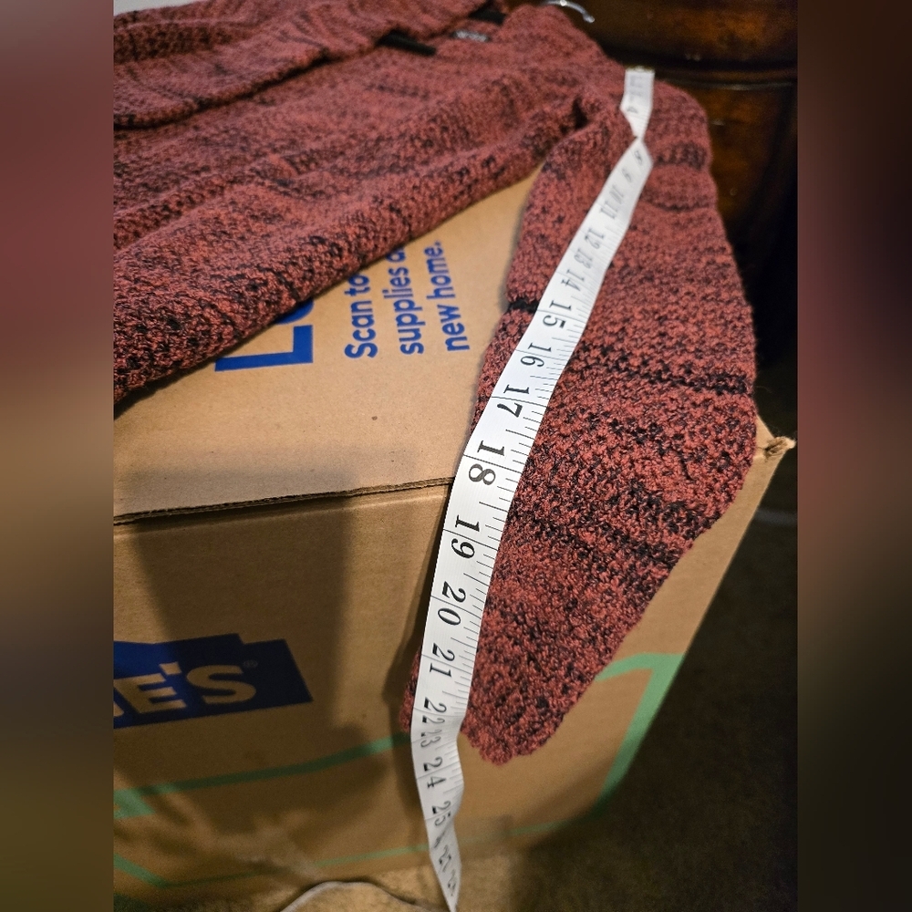 NIC+ZOE Textured Open Front Cardigan Sweater | Size S | Rust Burgundy - Picture 5 of 7